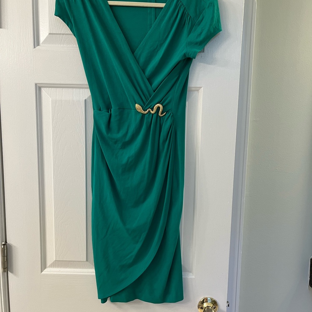Cache Teal Asymmetrical Dress